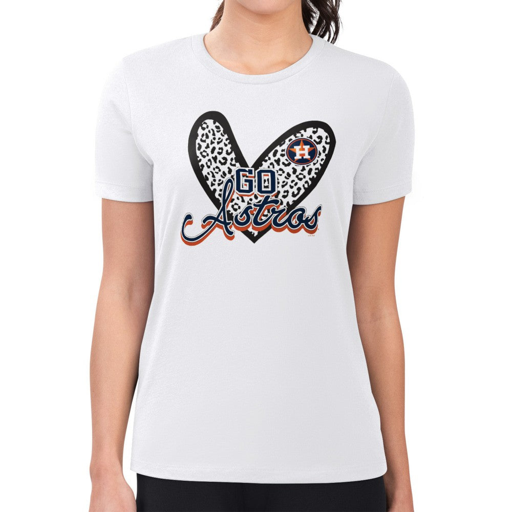 Houston Astros G-III 4Her by Carl Banks Women's Super-Slim Fit Lightweight Leopard Heart T-Shirt - MLB
