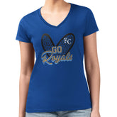 Kansas City Royals G-III 4Her by Carl Banks Women's Super-Slim Fit Lightweight Leopard Heart V-Neck T-Shirt - MLB