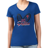 Philadelphia Phillies G-III 4Her by Carl Banks Women's Super-Slim Fit Lightweight Leopard Heart V-Neck T-Shirt - MLB