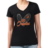Baltimore Orioles G-III 4Her by Carl Banks Women's Super-Slim Fit Lightweight Leopard Heart V-Neck T-Shirt - MLB