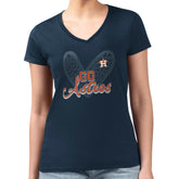 Houston Astros G-III 4Her by Carl Banks Women's Super-Slim Fit Lightweight Leopard Heart V-Neck T-Shirt - MLB