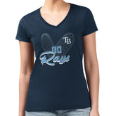 Tampa Bay Rays G-III 4Her by Carl Banks Women's Super-Slim Fit Lightweight Leopard Heart V-Neck T-Shirt - MLB