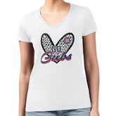Chicago Cubs G-III 4Her by Carl Banks Women's Super-Slim Fit Lightweight Leopard Heart V-Neck T-Shirt - MLB