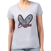 Los Angeles Dodgers G-III 4Her by Carl Banks Women's Super-Slim Fit Lightweight Leopard Heart V-Neck T-Shirt - MLB