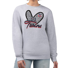 Minnesota Twins G-III 4Her by Carl Banks Women's Leopard Heart Pullover Sweatshirt - MLB