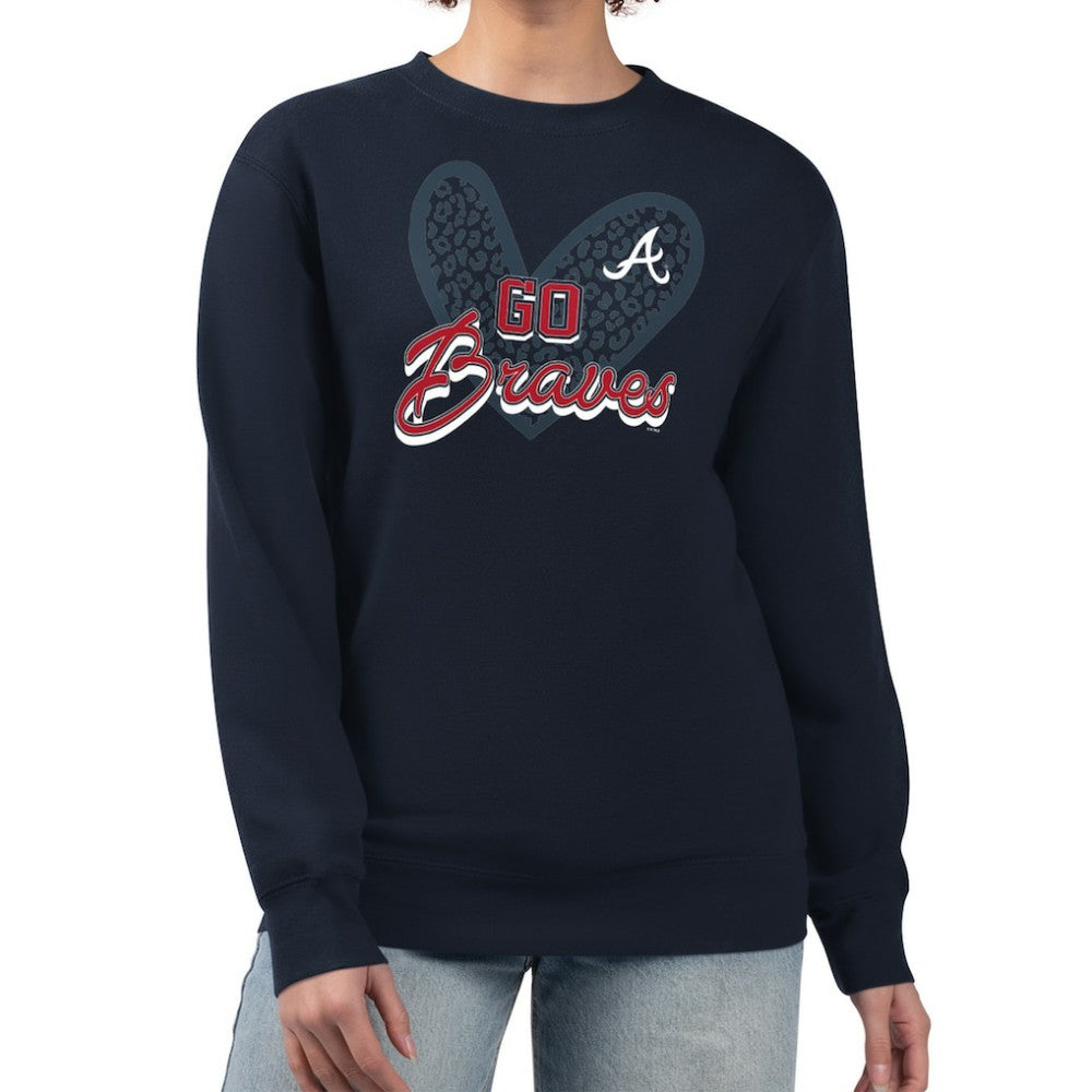 Atlanta Braves G-III 4Her by Carl Banks Women's Leopard Heart Pullover Sweatshirt - MLB