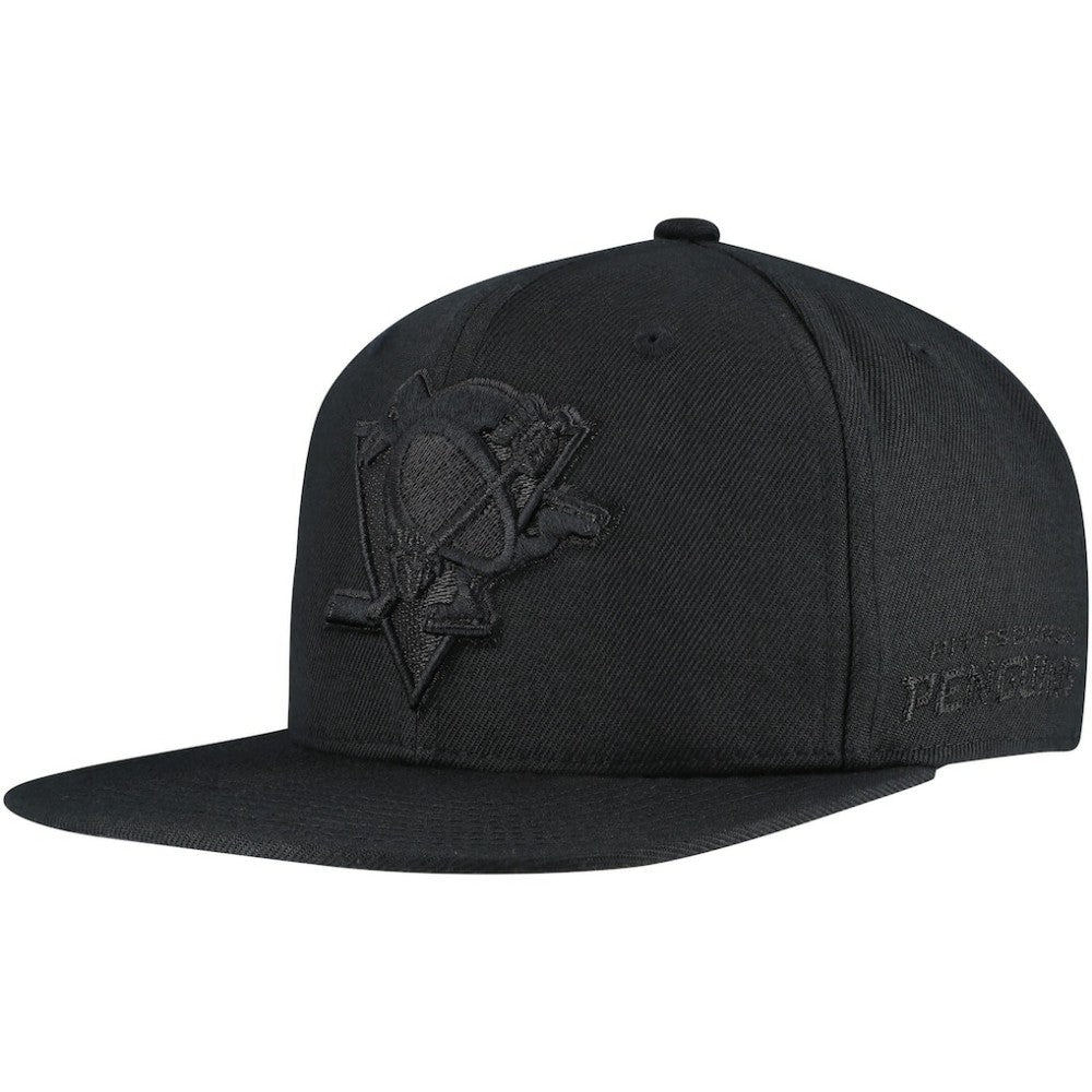 Pittsburgh Penguins Mitchell & Ness Soul Strike Pearl Tonal Snapback Hat - Black - NHL