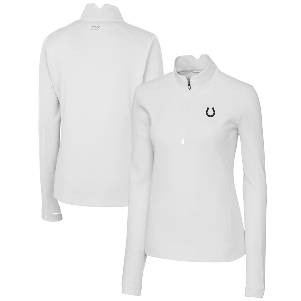 Indianapolis Colts Cutter & Buck Women's Traverse Stretch DryTec Quarter-Zip Top White | NFL