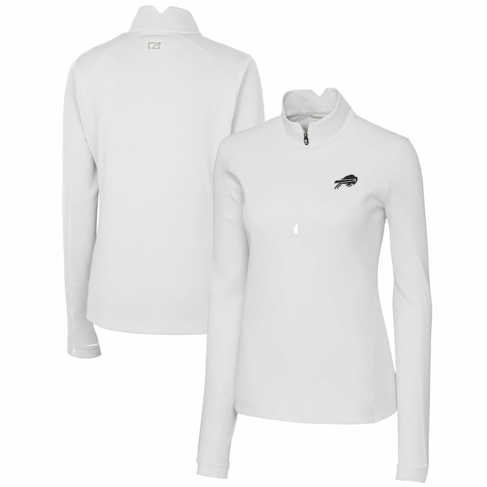 Buffalo Bills Cutter & Buck Women's Traverse Stretch DryTec Quarter-Zip Top White | NFL