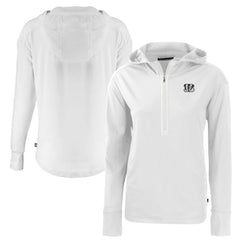 Cincinnati Bengals Cutter & Buck Women's Daybreak Eco Recycled Half-Zip Hoodie White | NFL