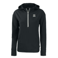 Green Bay Packers Cutter & Buck Women's Daybreak Eco Recycled Half-Zip Hoodie Black | NFL