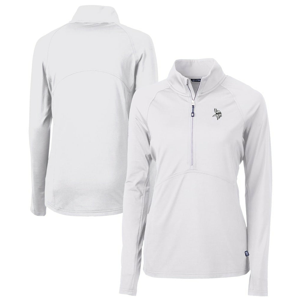Minnesota Vikings Cutter & Buck Women's Adapt Eco Knit Stretch Recycled Half-Zip Pullover Top White | NFL