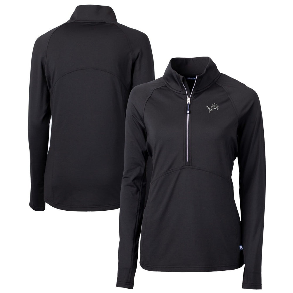 Detroit Lions Cutter & Buck Women's Adapt Eco Knit Stretch Recycled Half-Zip Pullover Top Black | NFL