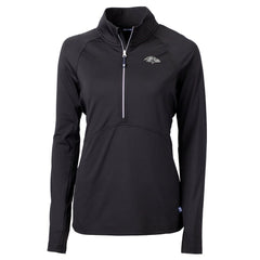 Baltimore Ravens Cutter & Buck Women's Adapt Eco Knit Stretch Recycled Half-Zip Pullover Top Black | NFL