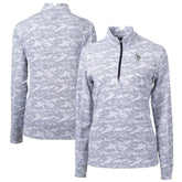 Minnesota Vikings Cutter & Buck Women's Traverse Camo Print Stretch Tri-Blend Quarter-Zip Top Gray | NFL