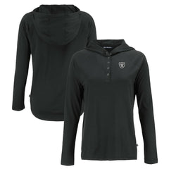 Las Vegas Raiders Cutter & Buck Women's Coastline Epic Comfort Eco Recycled Long Sleeve Hoodie T-Shirt Black | NFL