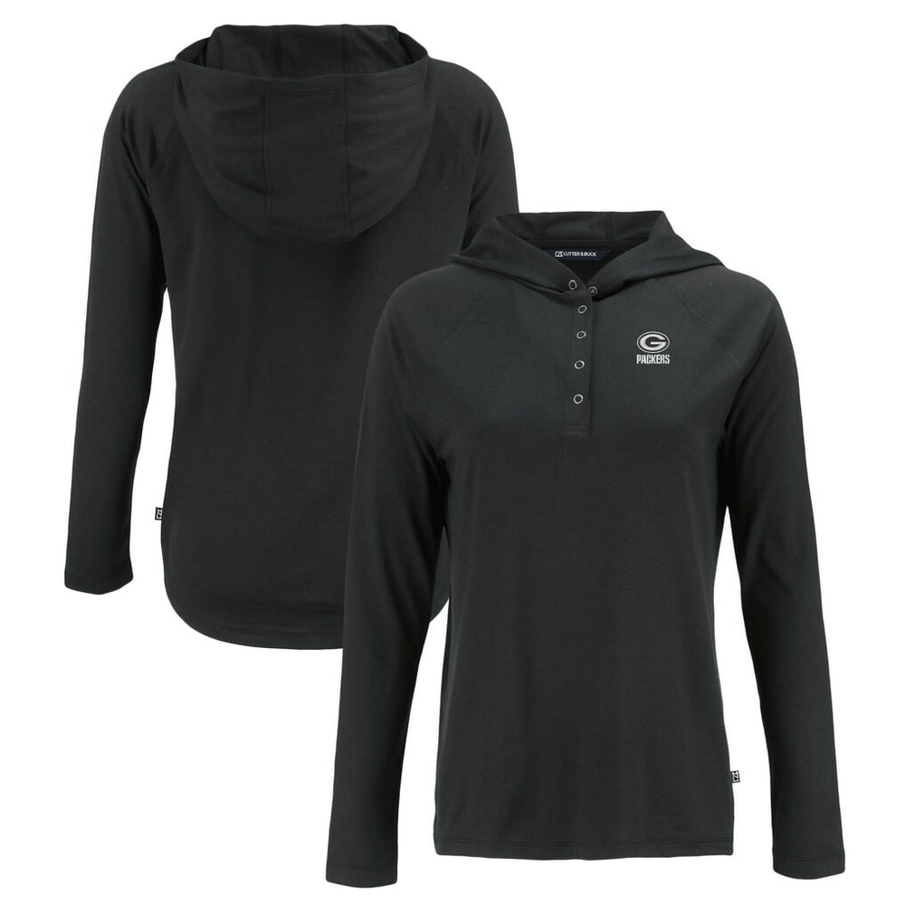 Green Bay Packers Cutter & Buck Women's Coastline Epic Comfort Eco Recycled Long Sleeve Hoodie T-Shirt Black | NFL