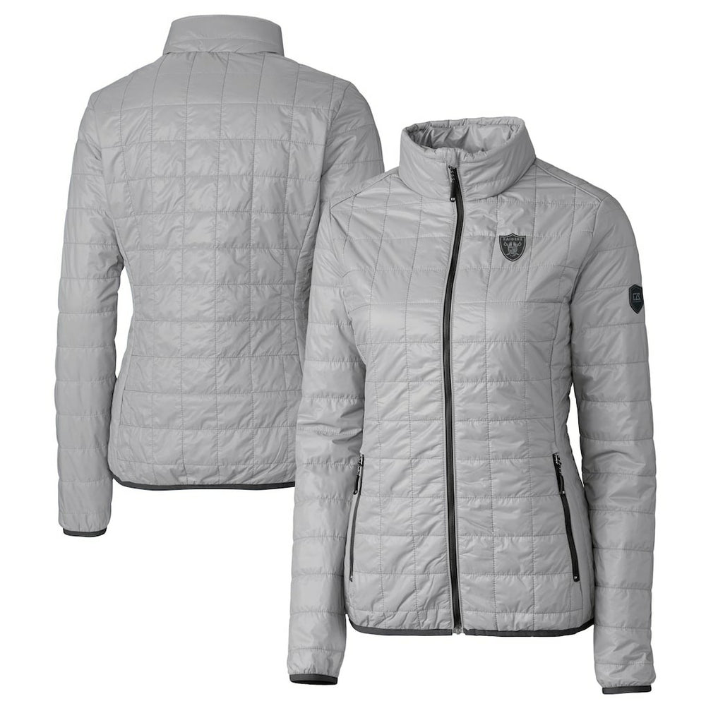 Las Vegas Raiders Cutter & Buck Women's Rainier PrimaLoft Eco Insulated Full-Zip Puffer Jacket Gray | NFL