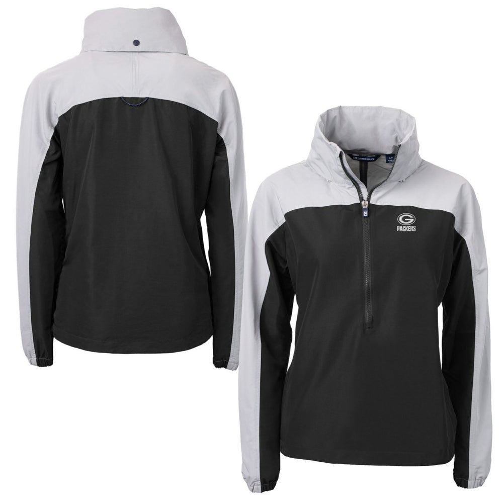 Green Bay Packers Cutter & Buck Women's Charter Eco Recycled Half-Zip Hoodie Anorak Jacket Black/Gray | NFL