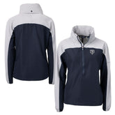 Chicago Bears Cutter & Buck Women's Charter Eco Recycled Half-Zip Hoodie Anorak Jacket Navy/Gray | NFL