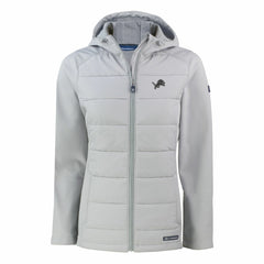 Detroit Lions Cutter & Buck Women's Evoke Hybrid Eco Softshell Recycled Full-Zip Hoodie Jacket Gray | NFL