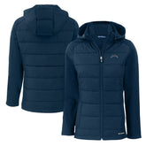 Los Angeles Chargers Cutter & Buck Women's Evoke Hybrid Eco Softshell Recycled Full-Zip Hoodie Jacket Navy | NFL