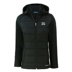 Cincinnati Bengals Cutter & Buck Women's Evoke Hybrid Eco Softshell Recycled Full-Zip Hoodie Jacket Black | NFL