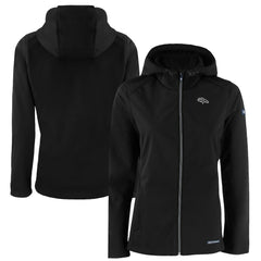 Denver Broncos Cutter & Buck Women's Evoke Eco Softshell Recycled Full-Zip Hoodie Jacket Black | NFL