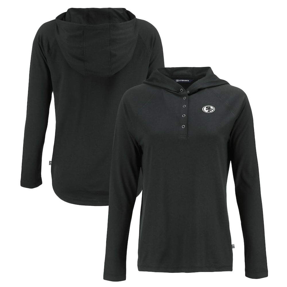 San Francisco 49ers Cutter & Buck Women's Coastline Epic Comfort Eco Recycled Long Sleeve Hoodie T-Shirt Black | NFL