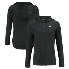 Washington Commanders Cutter & Buck Women's Coastline Epic Comfort Eco Recycled Long Sleeve Hoodie T-Shirt Black | NFL