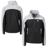 Pittsburgh Steelers Cutter & Buck Women's Charter Eco Recycled Half-Zip Hoodie Anorak Jacket Black/Gray | NFL