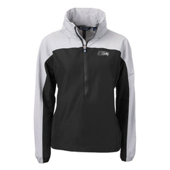 Seattle Seahawks Cutter & Buck Women's Charter Eco Recycled Half-Zip Hoodie Anorak Jacket Black/Gray | NFL