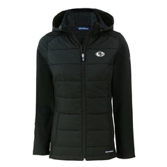 San Francisco 49ers Cutter & Buck Women's Evoke Hybrid Eco Softshell Recycled Full-Zip Hoodie Jacket Black | NFL
