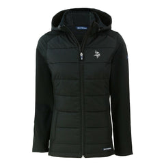 Minnesota Vikings Cutter & Buck Women's Evoke Hybrid Eco Softshell Recycled Full-Zip Hoodie Jacket Black | NFL