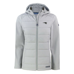 New England Patriots Cutter & Buck Women's Evoke Hybrid Eco Softshell Recycled Full-Zip Hoodie Jacket Gray | NFL