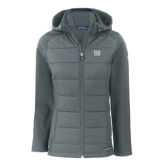 New York Giants Cutter & Buck Women's Evoke Hybrid Eco Softshell Recycled Full-Zip Hoodie Jacket Gray | NFL