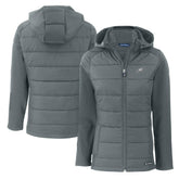 Philadelphia Eagles Cutter & Buck Women's Evoke Hybrid Eco Softshell Recycled Full-Zip Hoodie Jacket Dark Gray | NFL