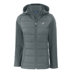 Philadelphia Eagles Cutter & Buck Women's Evoke Hybrid Eco Softshell Recycled Full-Zip Hoodie Jacket Dark Gray | NFL
