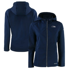 Seattle Seahawks Cutter & Buck Women's Evoke Eco Softshell Recycled Full-Zip Hoodie Jacket College Navy | NFL