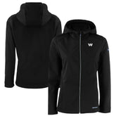 Washington Commanders Cutter & Buck Women's Evoke Eco Softshell Recycled Full-Zip Hoodie Jacket Black | NFL