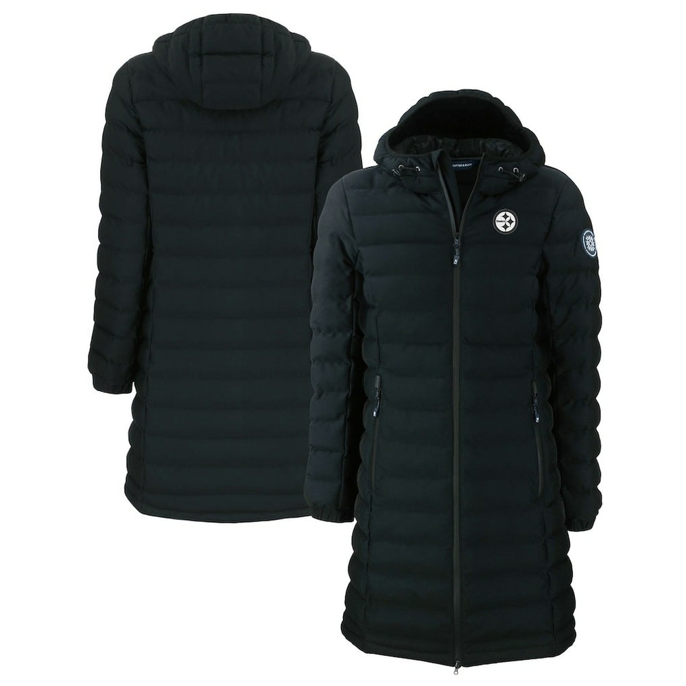 Pittsburgh Steelers Cutter & Buck Women's Mission Ridge Repreve Eco Insulated Full-Zip Hoodie Long Puffer Jacket Black | NFL