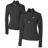 Philadelphia Eagles Cutter & Buck Women's Traverse Stretch DryTec Quarter-Zip Top Black | NFL