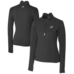 Philadelphia Eagles Cutter & Buck Women's Traverse Stretch DryTec Quarter-Zip Top Black | NFL