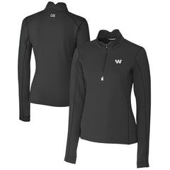 Washington Commanders Cutter & Buck Women's Traverse Stretch DryTec Quarter-Zip Top Black | NFL