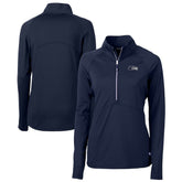 Seattle Seahawks Cutter & Buck Women's Adapt Eco Knit Stretch Recycled Raglan Half-Zip Top College Navy | NFL