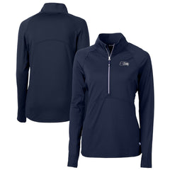 Seattle Seahawks Cutter & Buck Women's Adapt Eco Knit Stretch Recycled Raglan Half-Zip Top College Navy | NFL