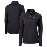 Philadelphia Eagles Cutter & Buck Women's Adapt Eco Knit Stretch Recycled Raglan Half-Zip Top Black | NFL