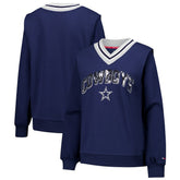 Dallas Cowboys Tommy Hilfiger Women's Alice V-Neck Pullover Sweatshirt Navy | NFL