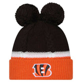 Cincinnati Bengals New Era Women's Double Bubble Cuffed Knit Hat with Poms Black | NFL
