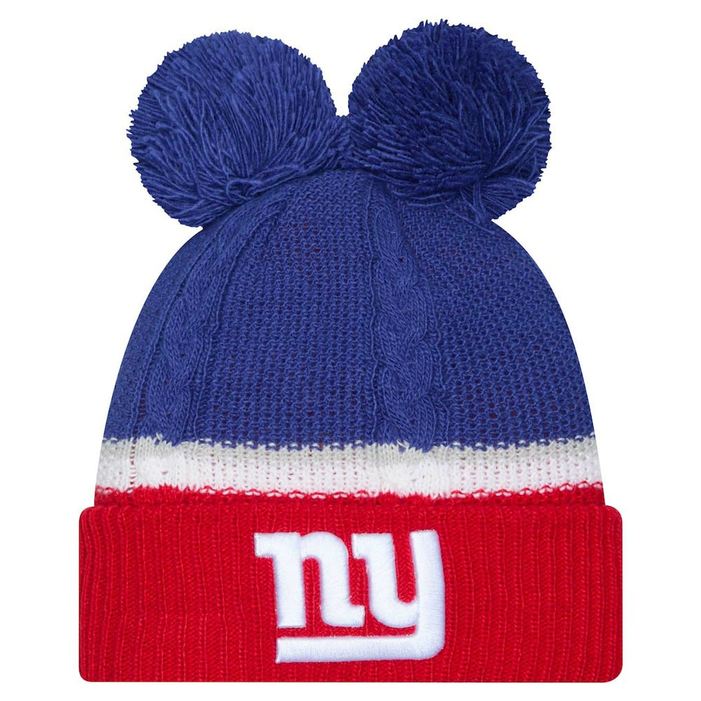 New York Giants New Era Women's Double Bubble Cuffed Knit Hat with Poms Royal | NFL